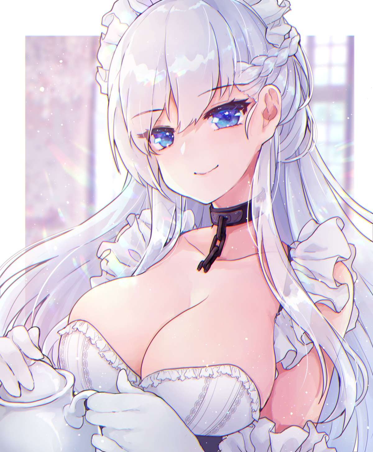 azur_lane belfast_(azur_lane) cleavage maid no_bra shichijou_natori