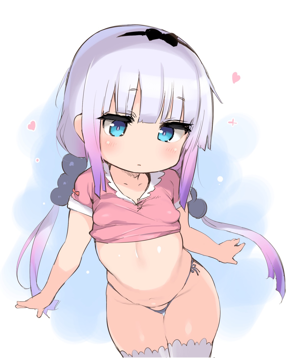 atte7kusa kanna_kamui kobayashi-san_chi_no_maidragon loli pantsu shirt_lift string_panties thighhighs thong