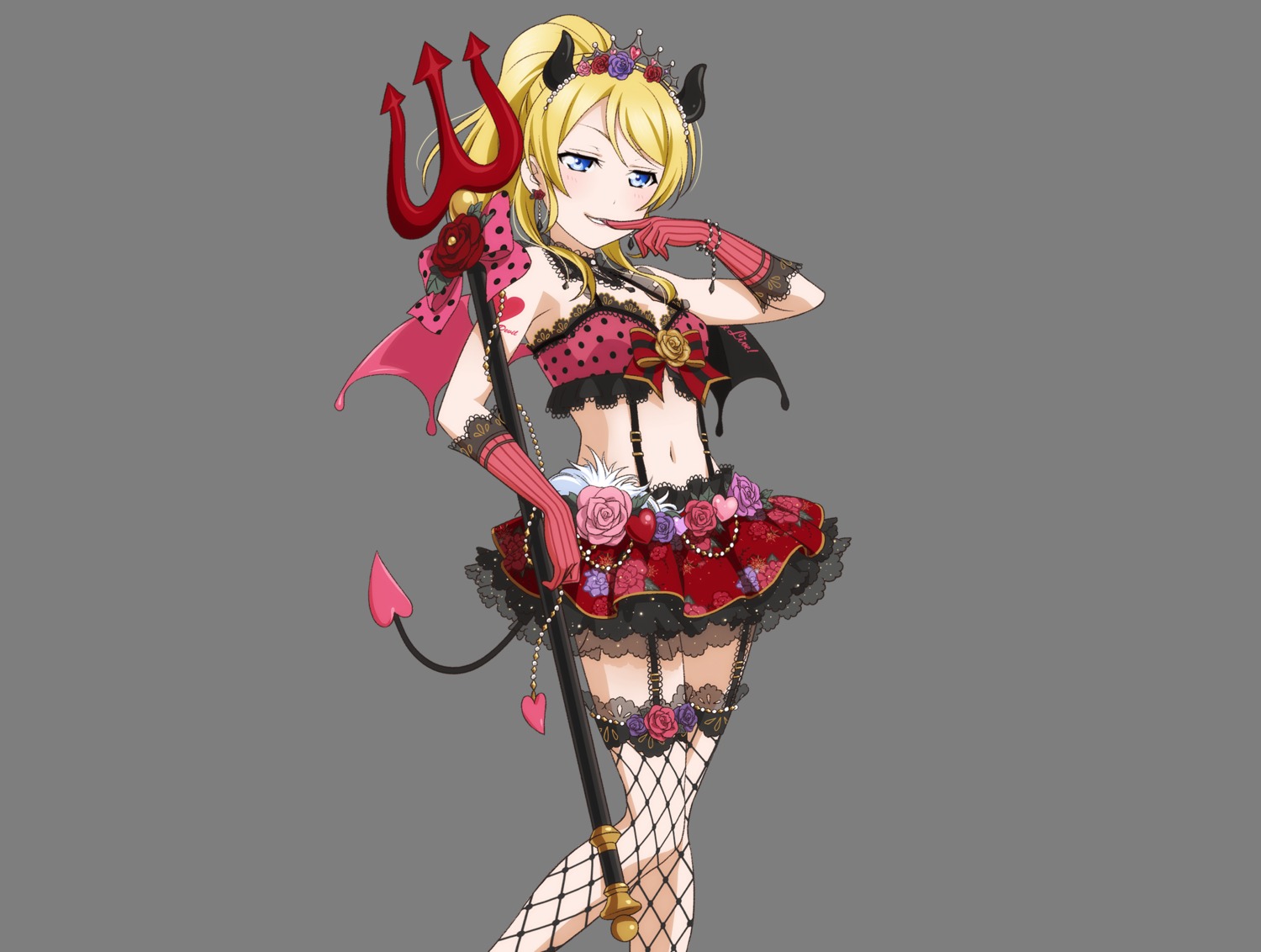ayase_eli fishnets horns love_live! love_live!_school_idol_festival stockings tagme tail thighhighs transparent_png weapon wings