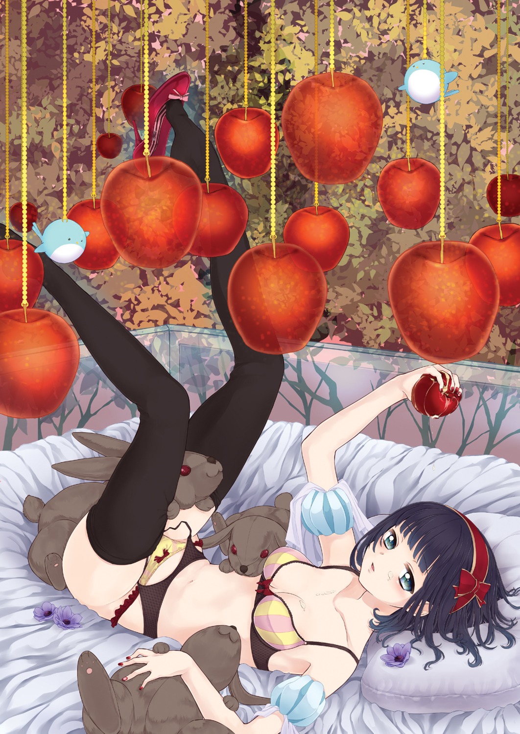 bra cleavage garter_belt heels mirakururu pantsu snow_white stockings thighhighs