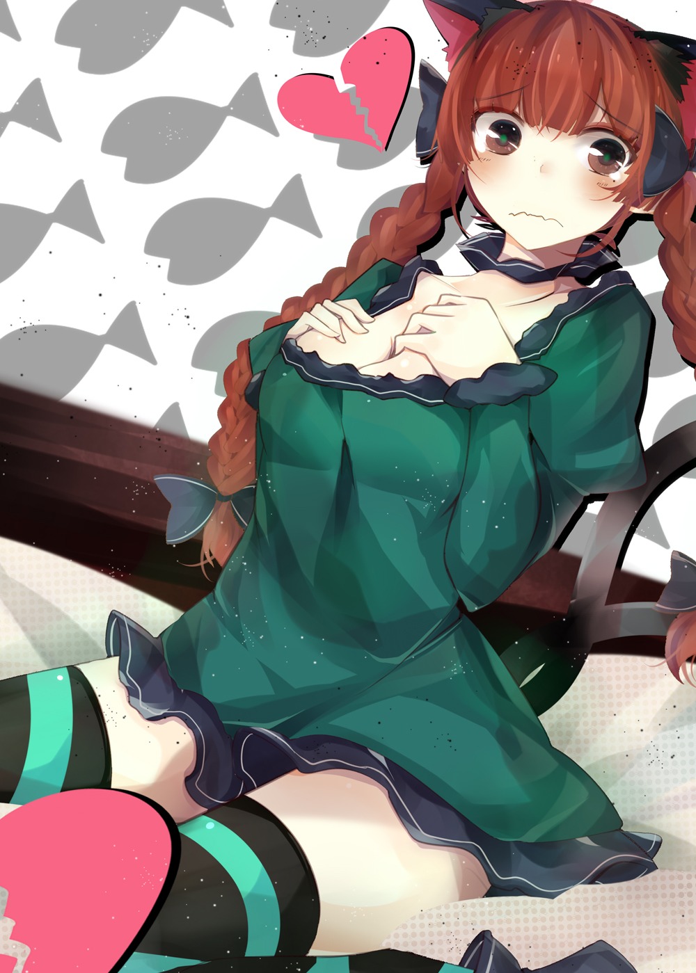 animal_ears benio_(dontsugel) cleavage kaenbyou_rin nekomimi tail thighhighs touhou