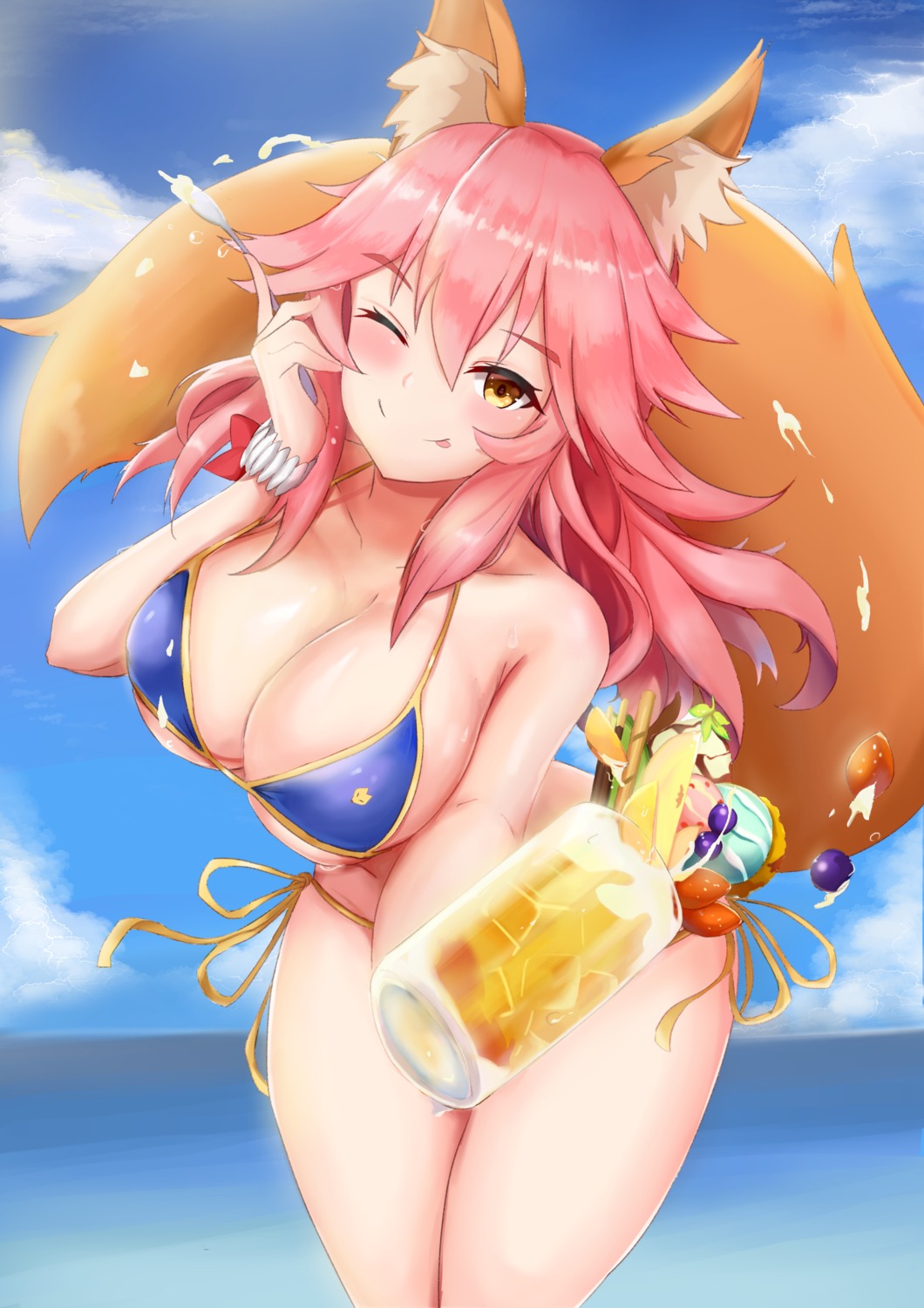 animal_ears bikini fate/grand_order kitsune kuro_(blackpgmickey) swimsuits tail tamamo_no_mae