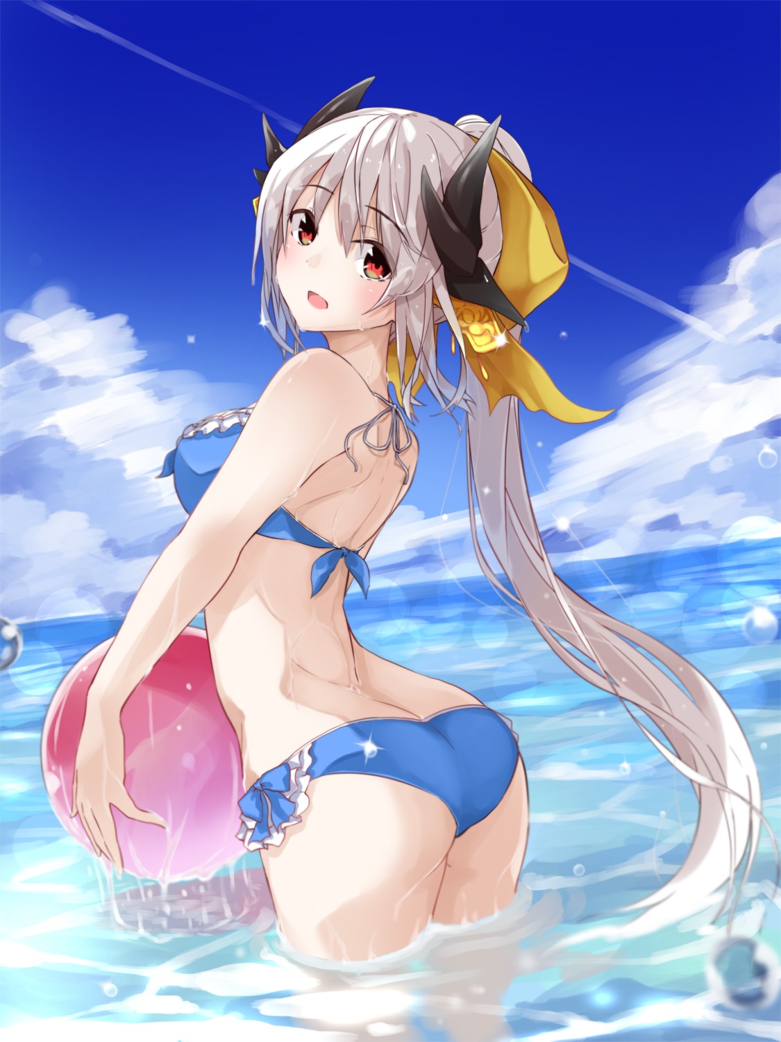 ass bikini fate/grand_order fuu_(fuore) horns kiyohime_(fate/grand_order) swimsuits wet