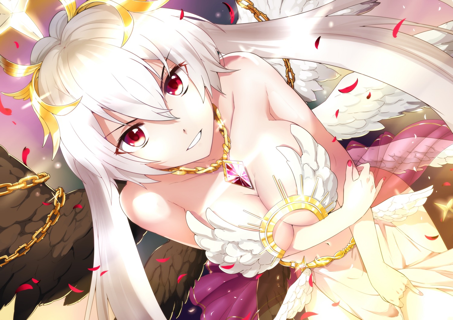 black_monkey_mazjojo cleavage no_bra soccer_spirits wings