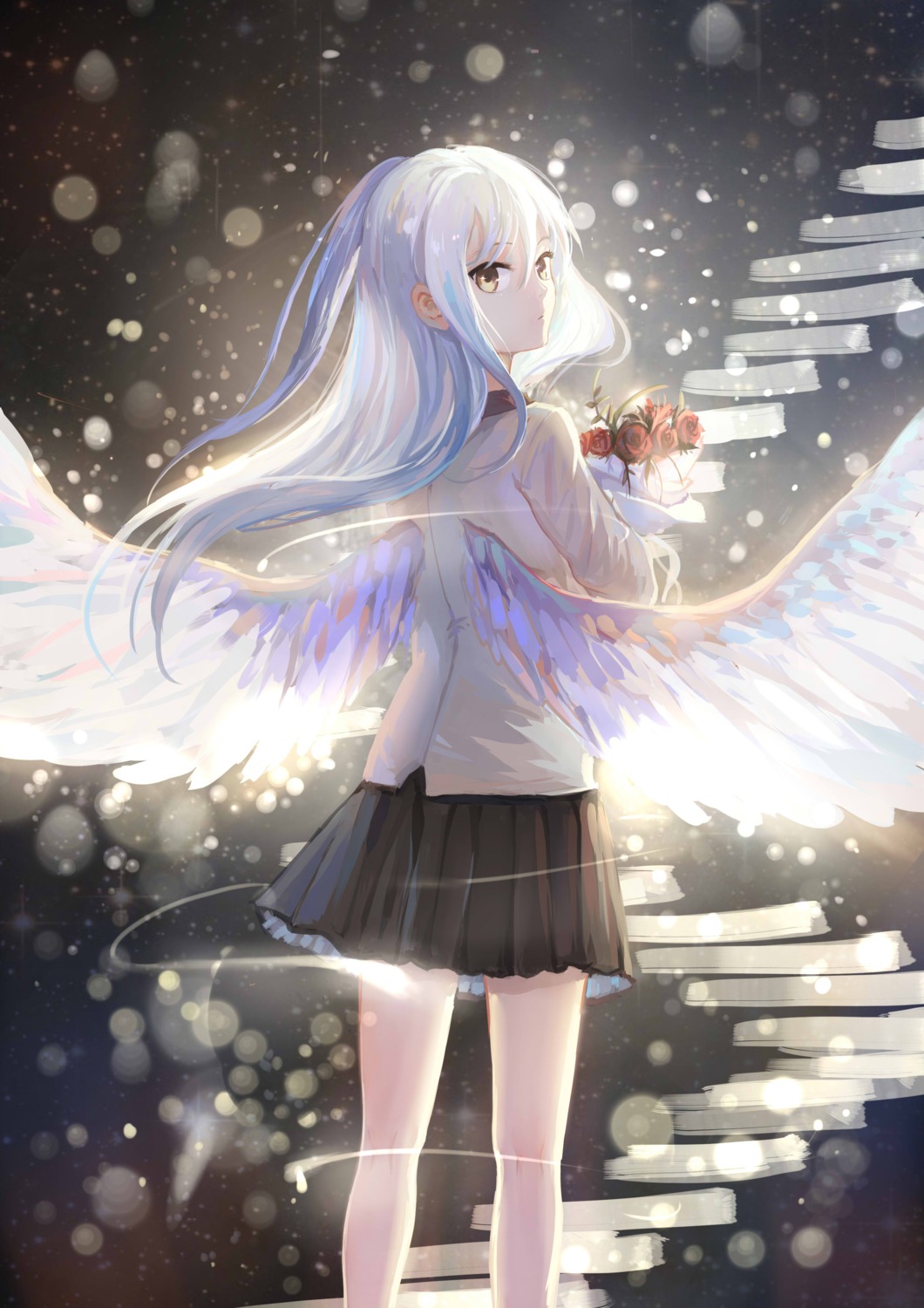 angel_beats! seifuku sishenfan tachibana_kanade wings