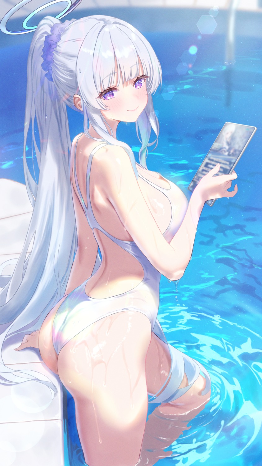 ass blue_archive halo swimsuits ushio_noa wet zea_(zeamilky)