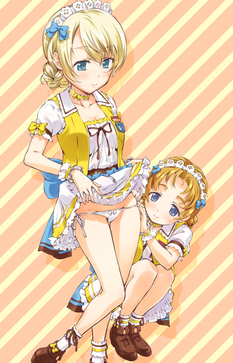 darjeeling girls_und_panzer maid orange_pekoe pantsu skirt_lift string_panties suzuki24 waitress