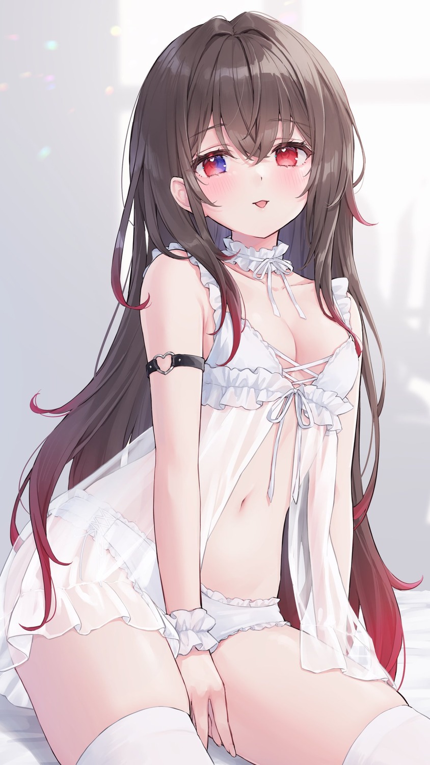 heterochromia lingerie pantsu see_through shano_hiyori thighhighs