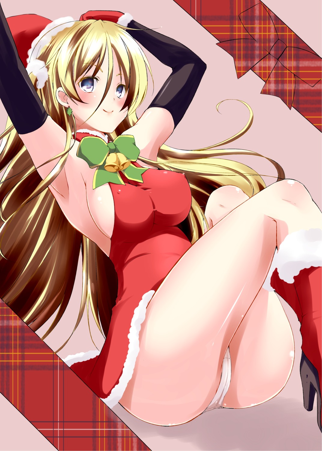 cameltoe christmas dress erect_nipples heels kaizuka no_bra pantsu
