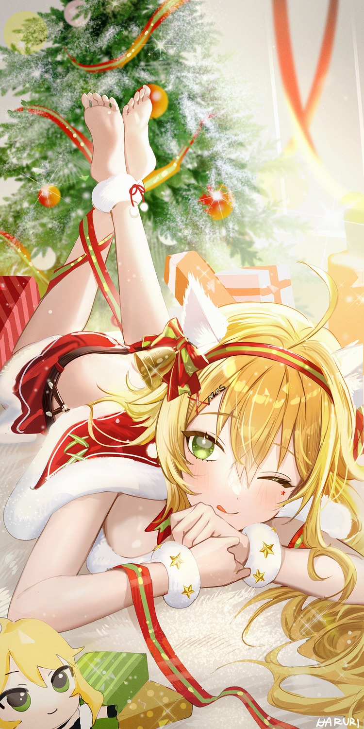 animal_ears chibi christmas haruri hoshii_miki the_idolm@ster