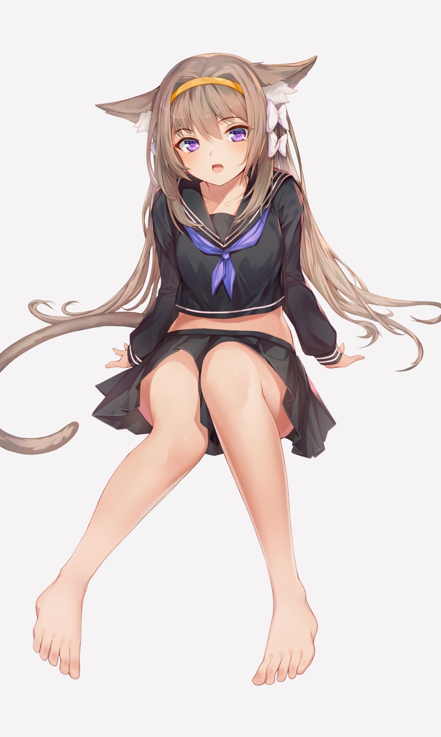 animal_ears btraphen feet nekomimi seifuku skirt_lift tail