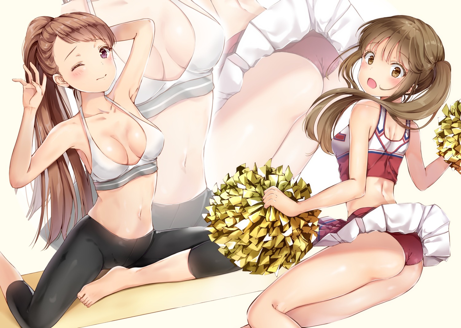 ass bra cheerleader cleavage gym_uniform pantsu skirt_lift yoshida_iyo