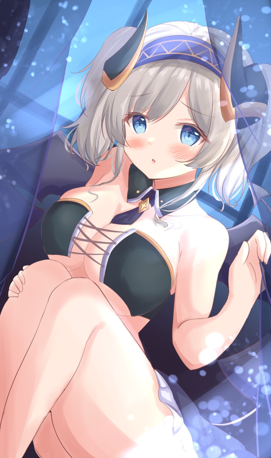 horns kanti15 kazemiya_akari no_bra princess_connect princess_connect!_re:dive skirt_lift