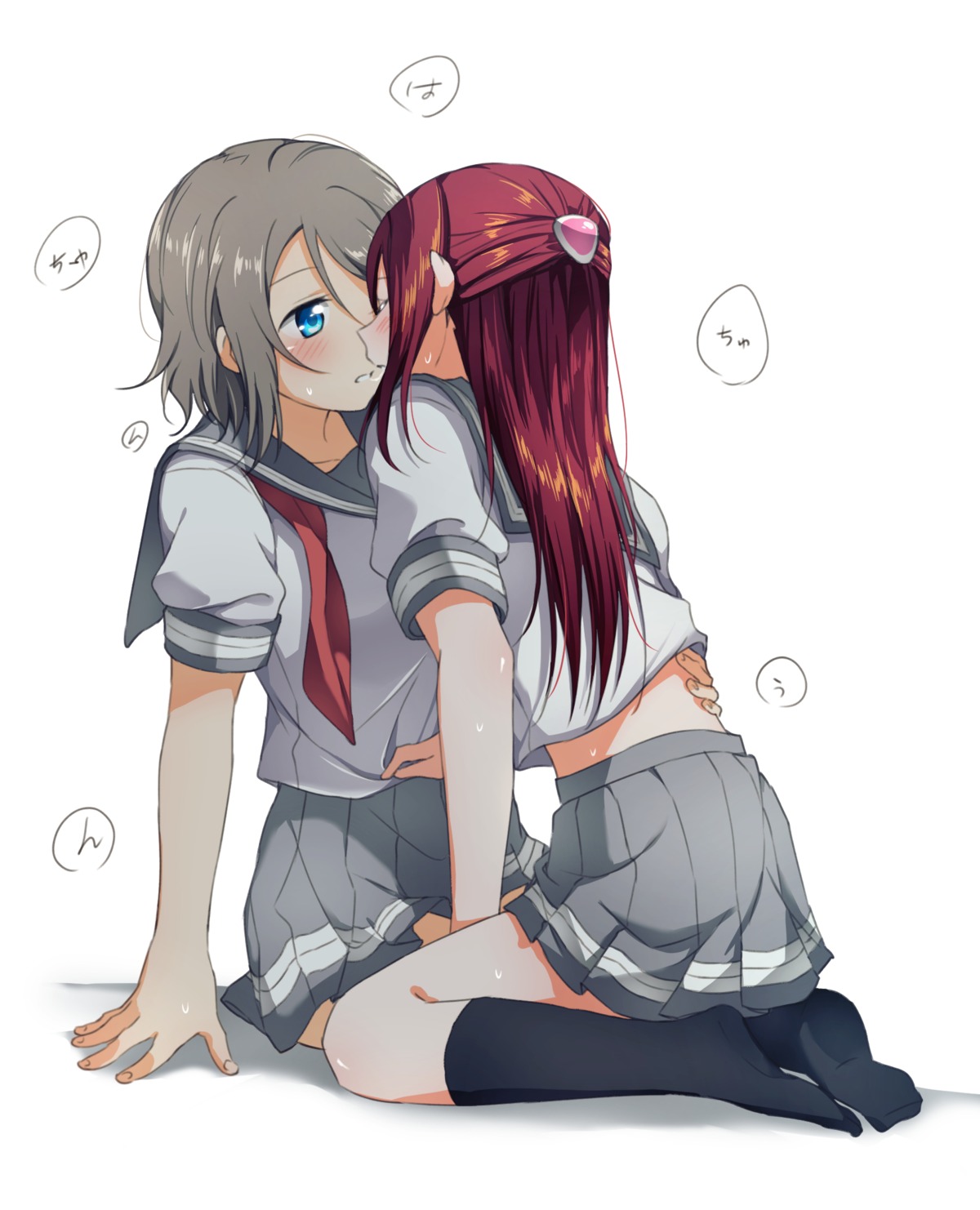 love_live!_sunshine!! sakurauchi_riko seifuku watanabe_you yuchi_(salmon-1000) yuri