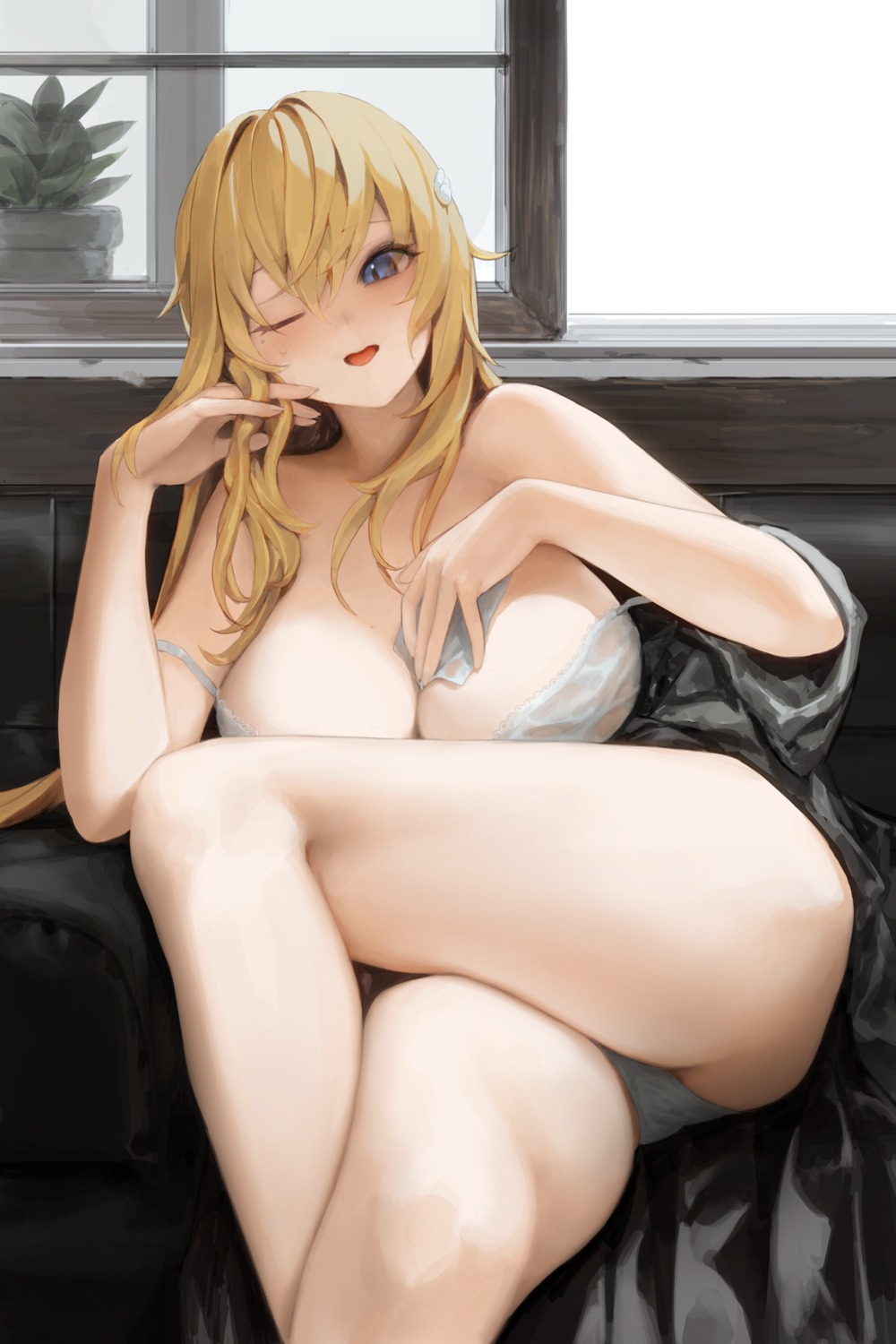 bra breast_hold egk513 pantsu see_through soitsu_(alb) wet_clothes