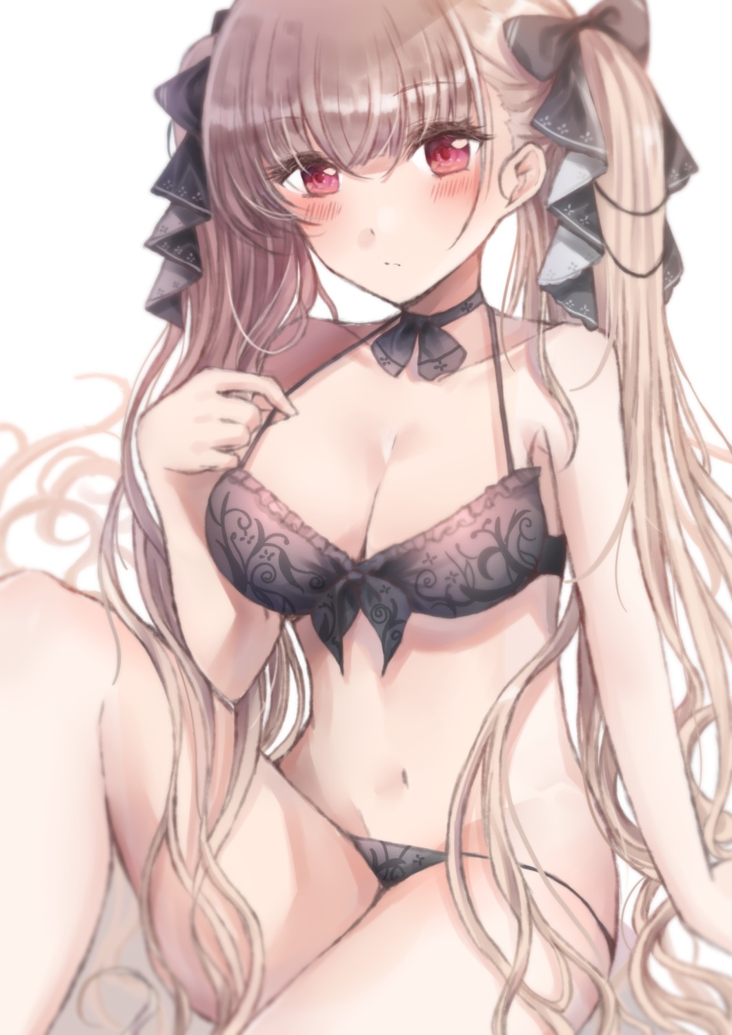 azur_lane bra cleavage formidable_(azur_lane) namamake pantsu panty_pull