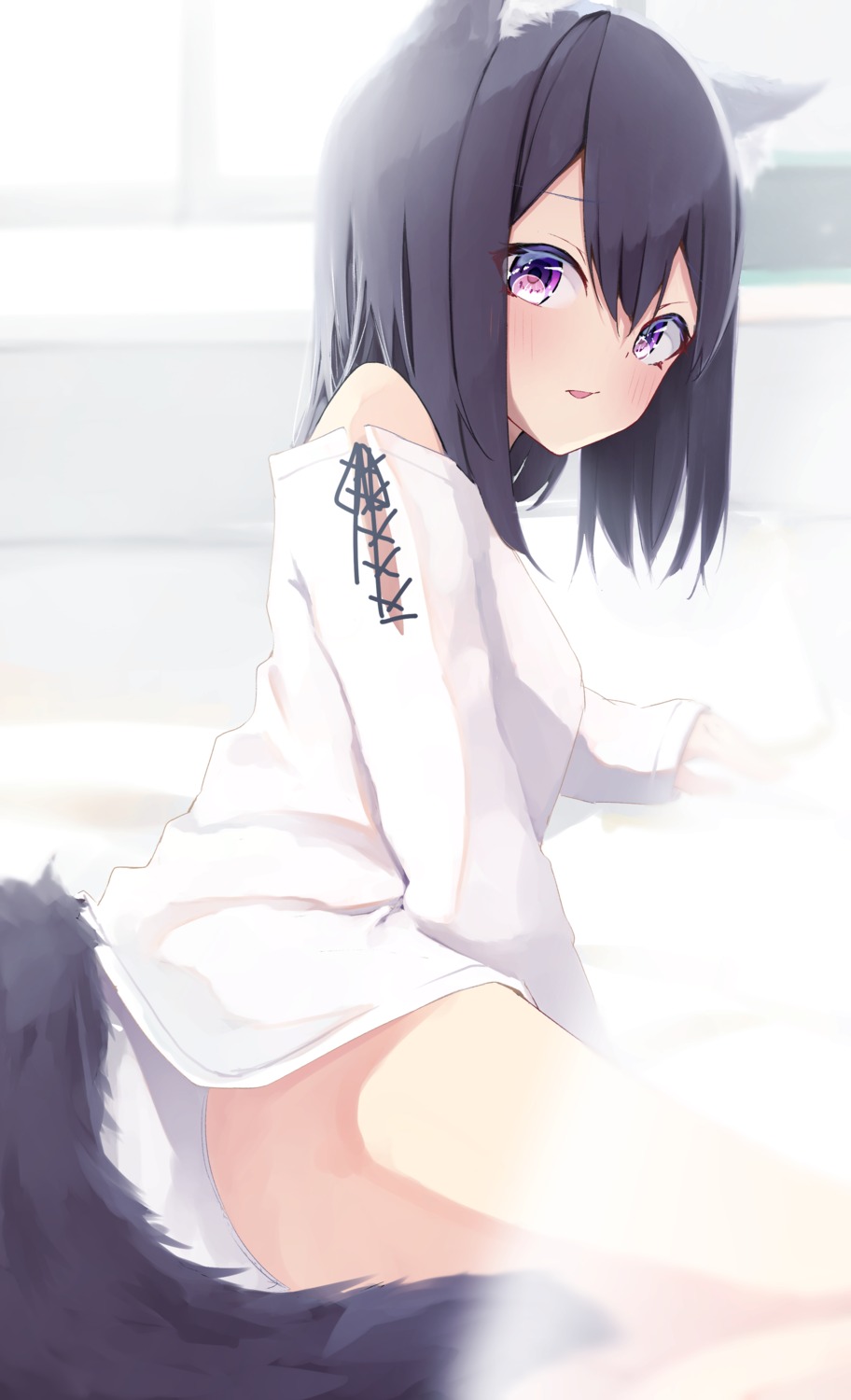 animal_ears ass mayogii pantsu skirt_lift tail