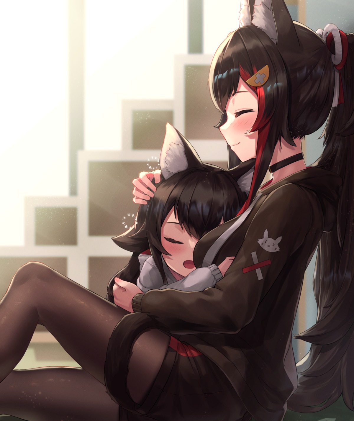 animal_ears hololive hololive_gamers ookami_mio pantyhose tail woogi_(duguddnr) yuri