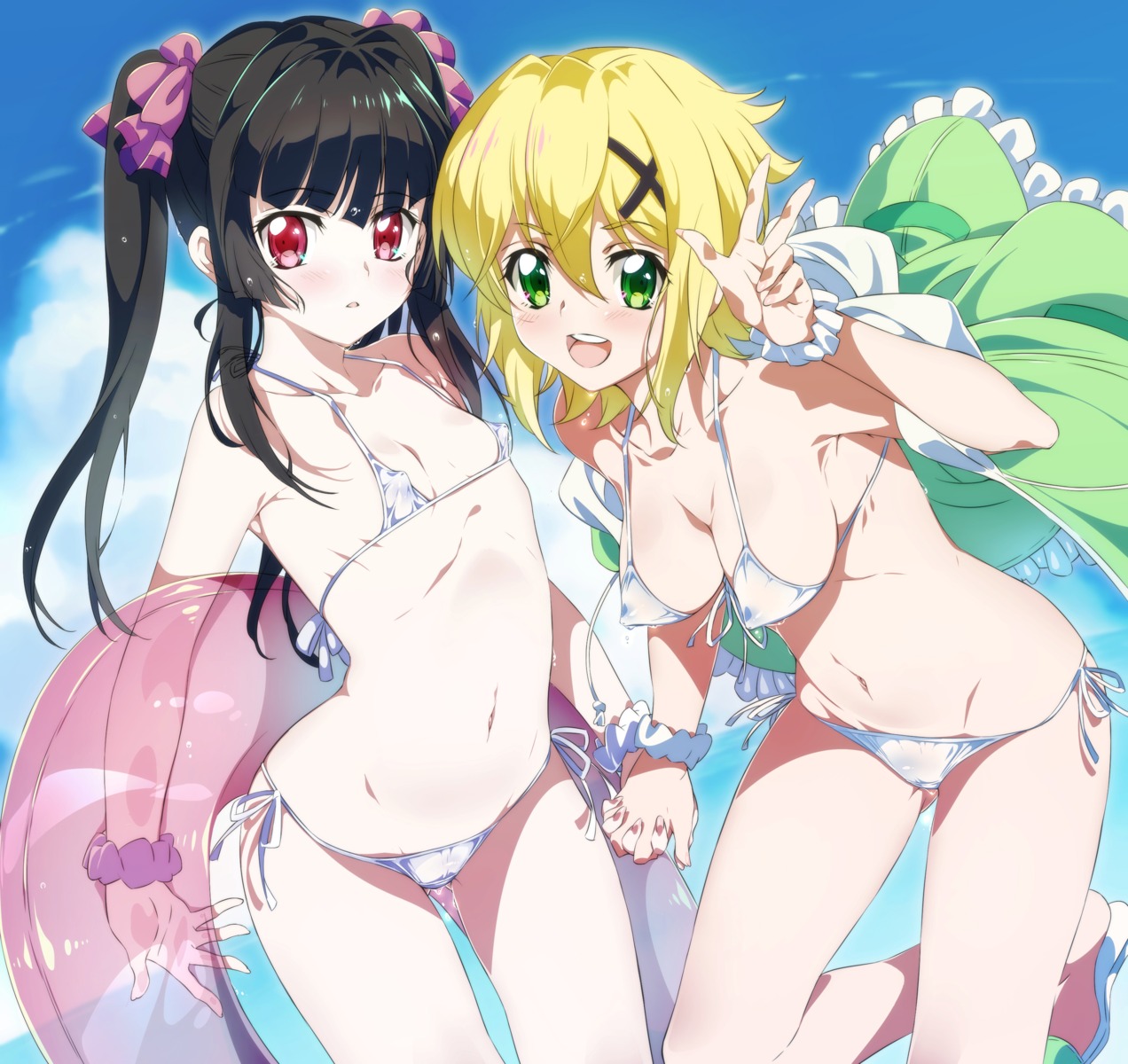 akatsuki_kirika bikini cameltoe erect_nipples niko_(tama) senki_zesshou_symphogear swimsuits tsukuyomi_shirabe