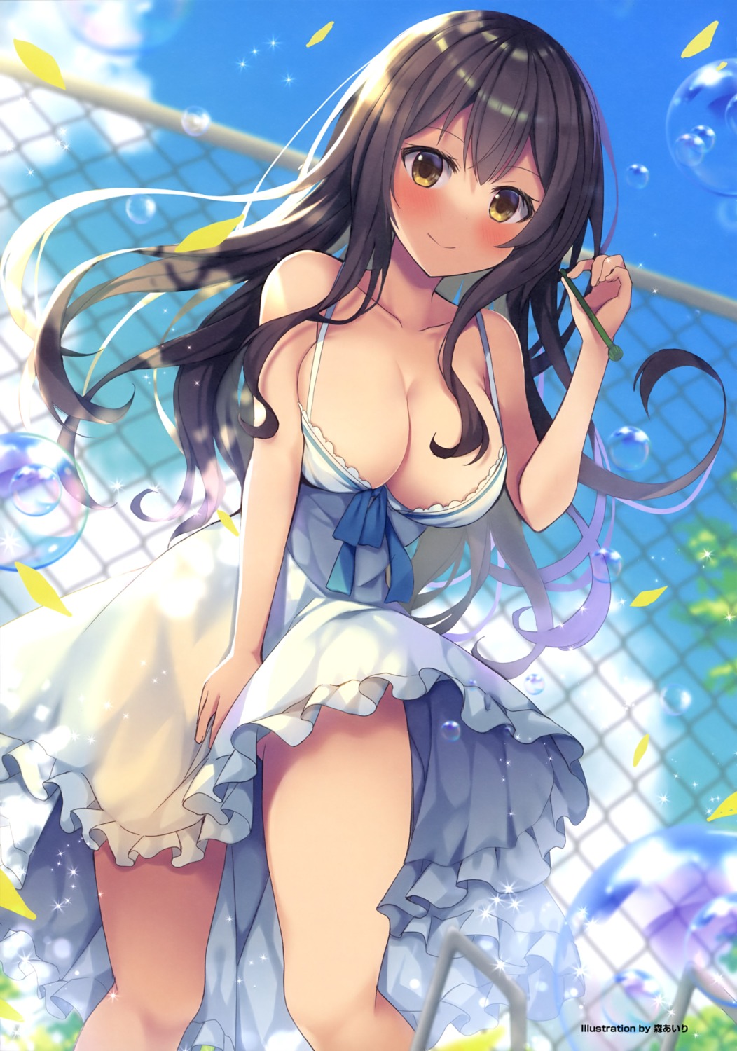 dress mori_airi no_bra skirt_lift summer_dress