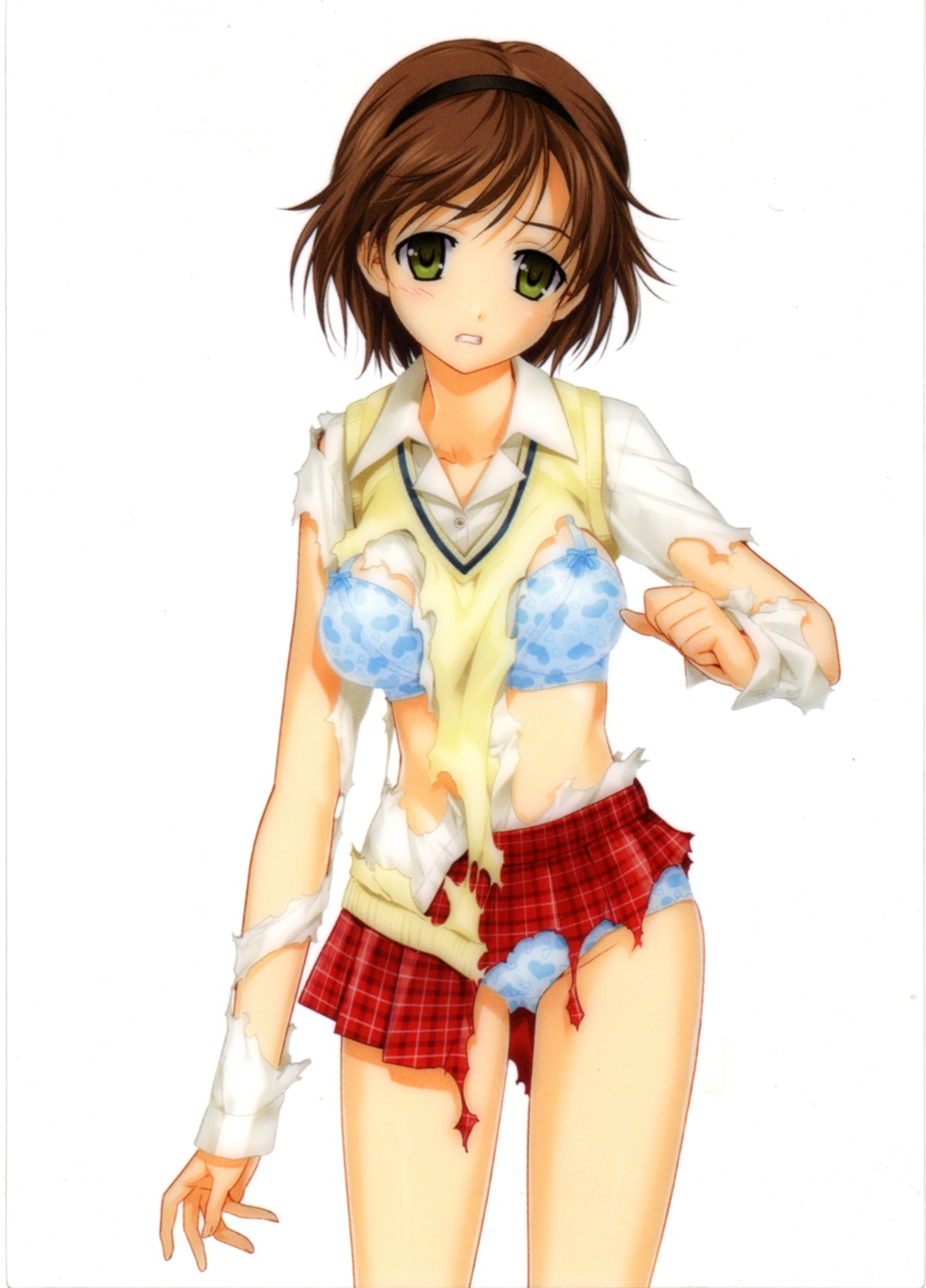 bra happoubi_jin honma_natsume pantsu screening seifuku sweater torn_clothes zettai_shougeki_platonic_heart