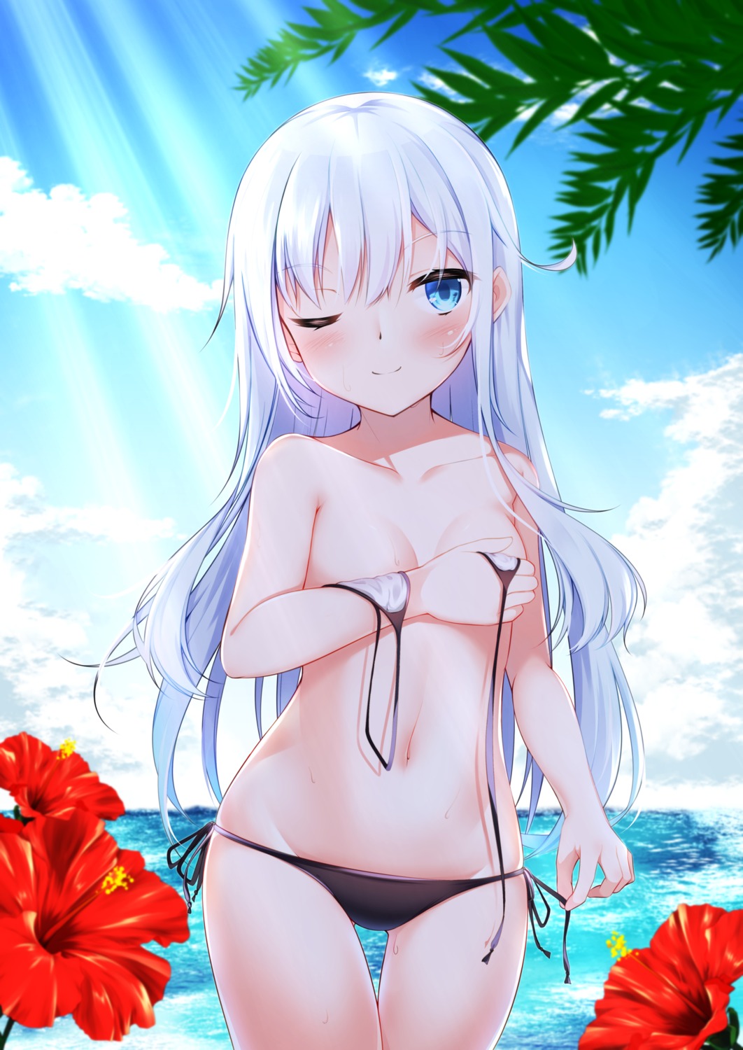 bikini breast_hold hibiki_(kancolle) kantai_collection loli momizi-cherusi swimsuits topless