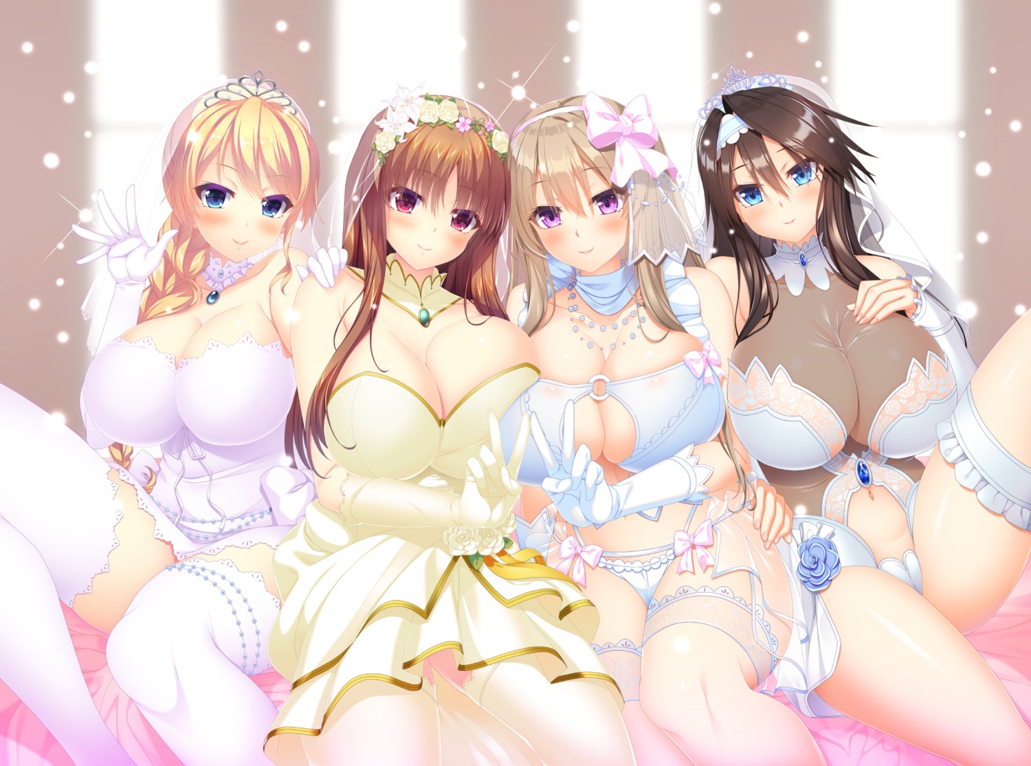 bra dessert_soft dress garter heroine_wa_tomodachi_desu_ka?_koibito_desu_ka?_soretomo_tomefure_desu_ka? heroine_wa_tomodachi_desu_ka?_koibito_desu_ka?_soretomo_tomefure_desu_ka?_second heroine_wa_tomodachi_desu_ka?_koibito_desu_ka?_soretomo_tomefure_desu_ka?_w lingerie no_bra pantsu satofuji_masato see_through thighhighs wedding_dress