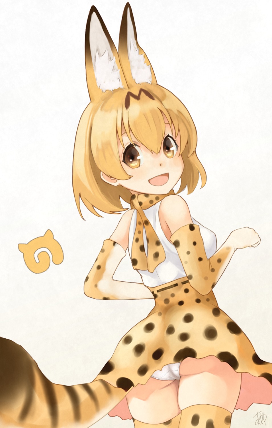 animal_ears ashiya_hiro ass kemono_friends pantsu serval tail thighhighs