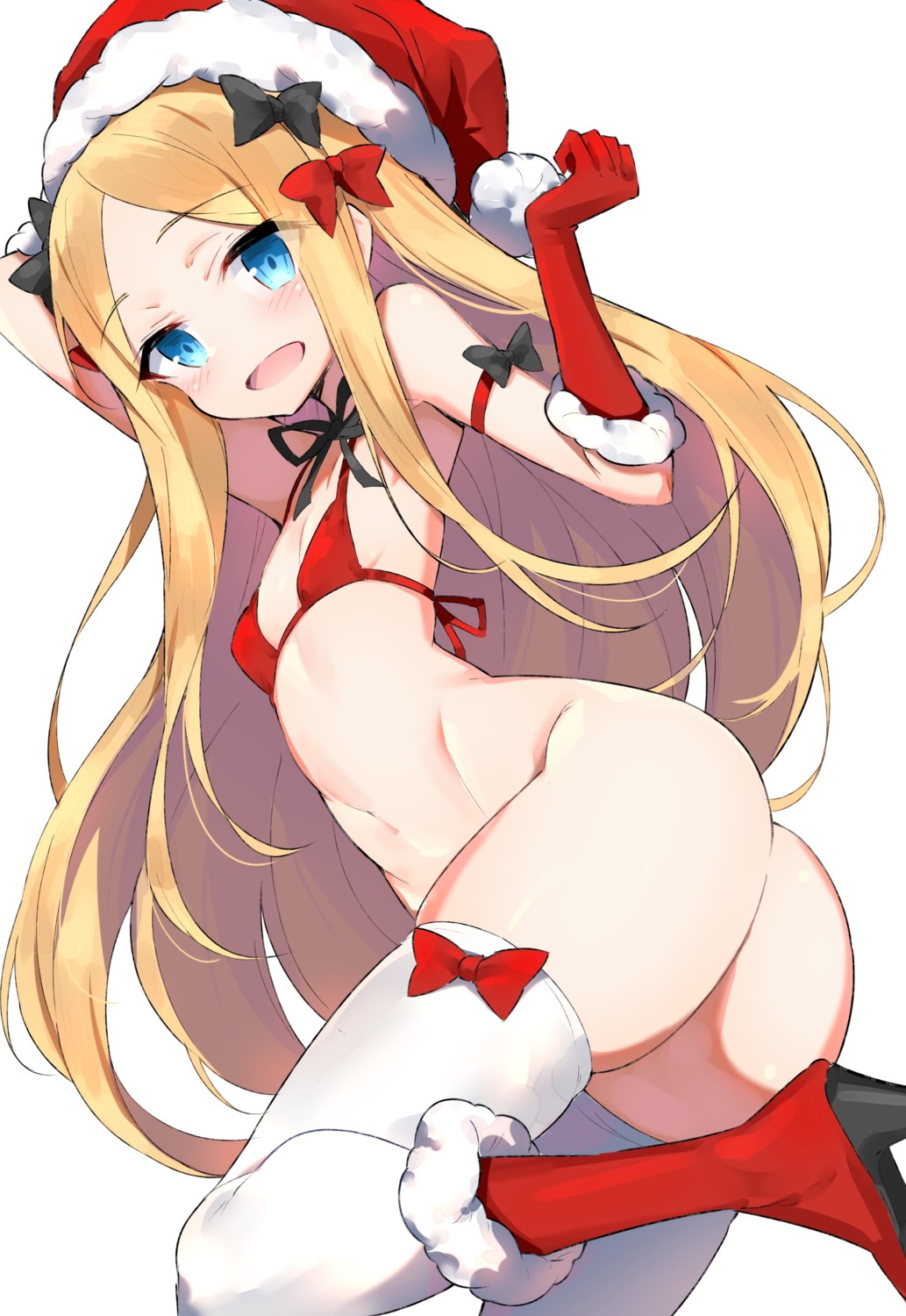 abigail_williams_(fate) ass bikini_top bottomless christmas fate/grand_order heels ichi-jirushi loli swimsuits thighhighs