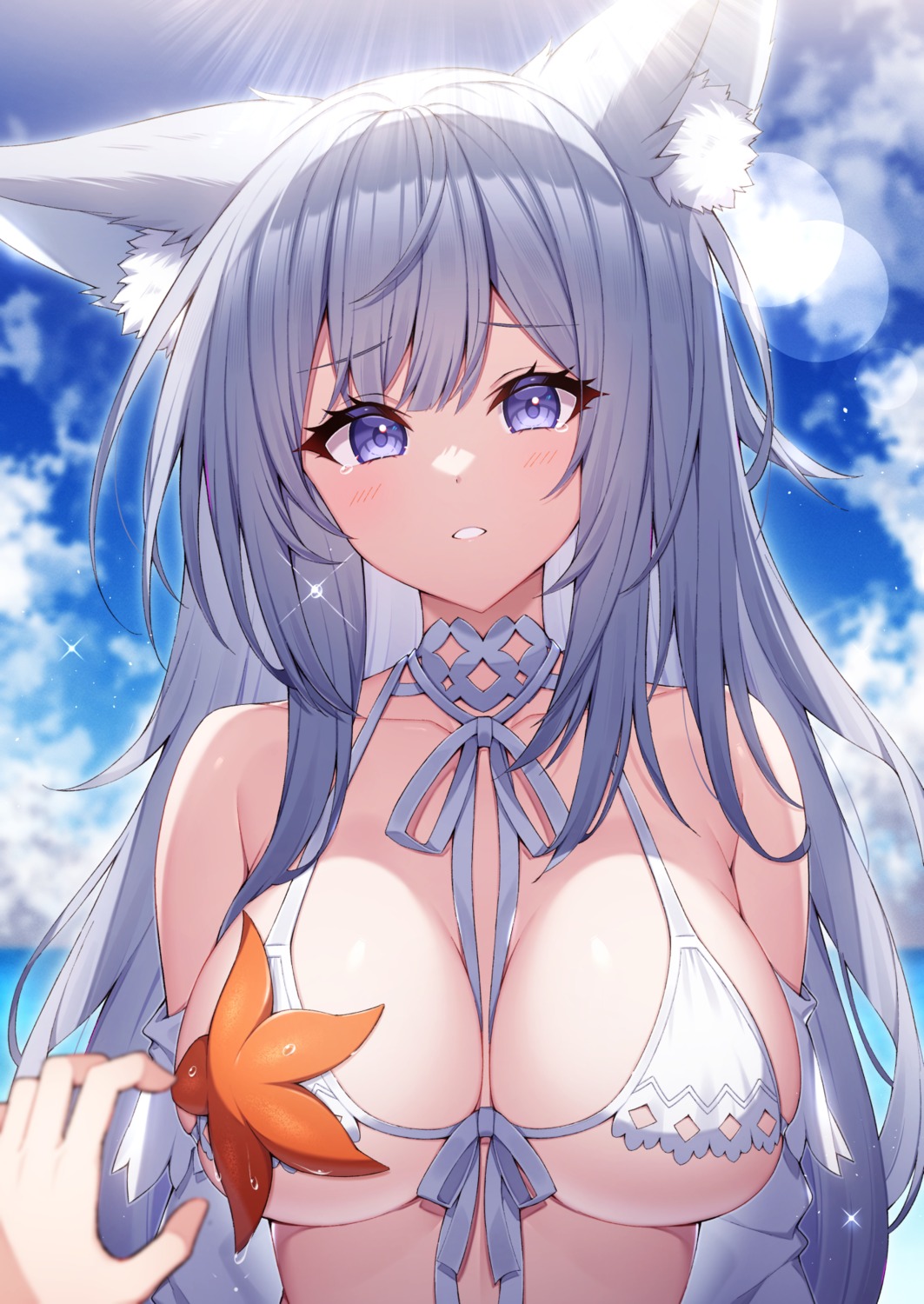 animal_ears azur_lane bikini_top kitsune shinano_(azur_lane) swimsuits takeg05