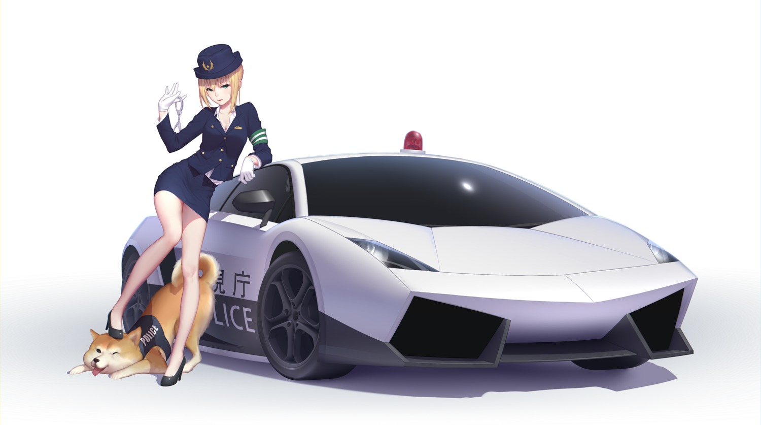 cleavage fate/stay_night heels maredoro police_uniform saber