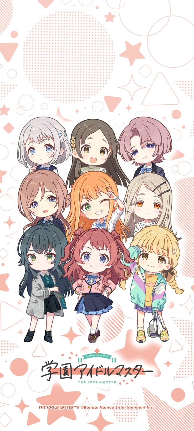 arimura_mao bandai_namco chibi fujita_kotone gakuen_idolm@ster hanami_saki himesaki_rinami katsuragi_lilja kuramoto_china seifuku shinosawa_hiro shiun_sumika tagme the_idolm@ster tsukimura_temari