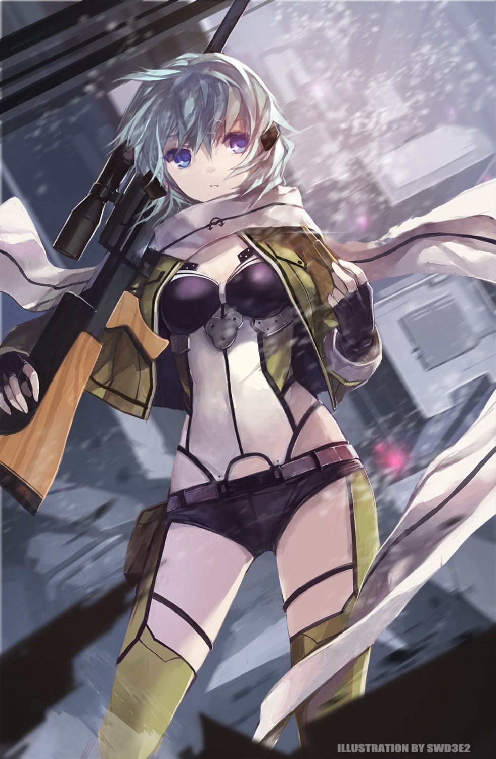 bikini_armor gun gun_gale_online sinon swd3e2 sword_art_online thighhighs