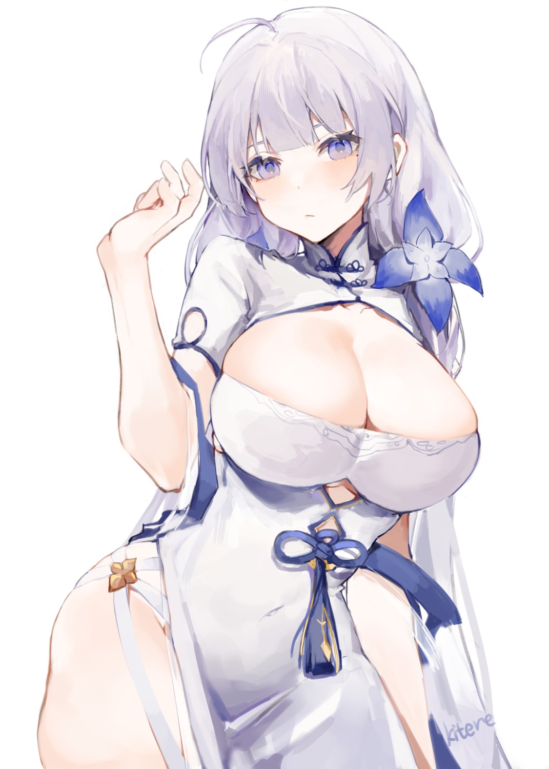 azur_lane chinadress illustrious_(azur_lane) kitere no_bra