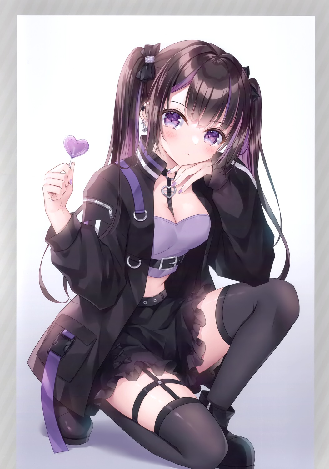 garter kohinata_hoshimi skirt_lift stockings thighhighs