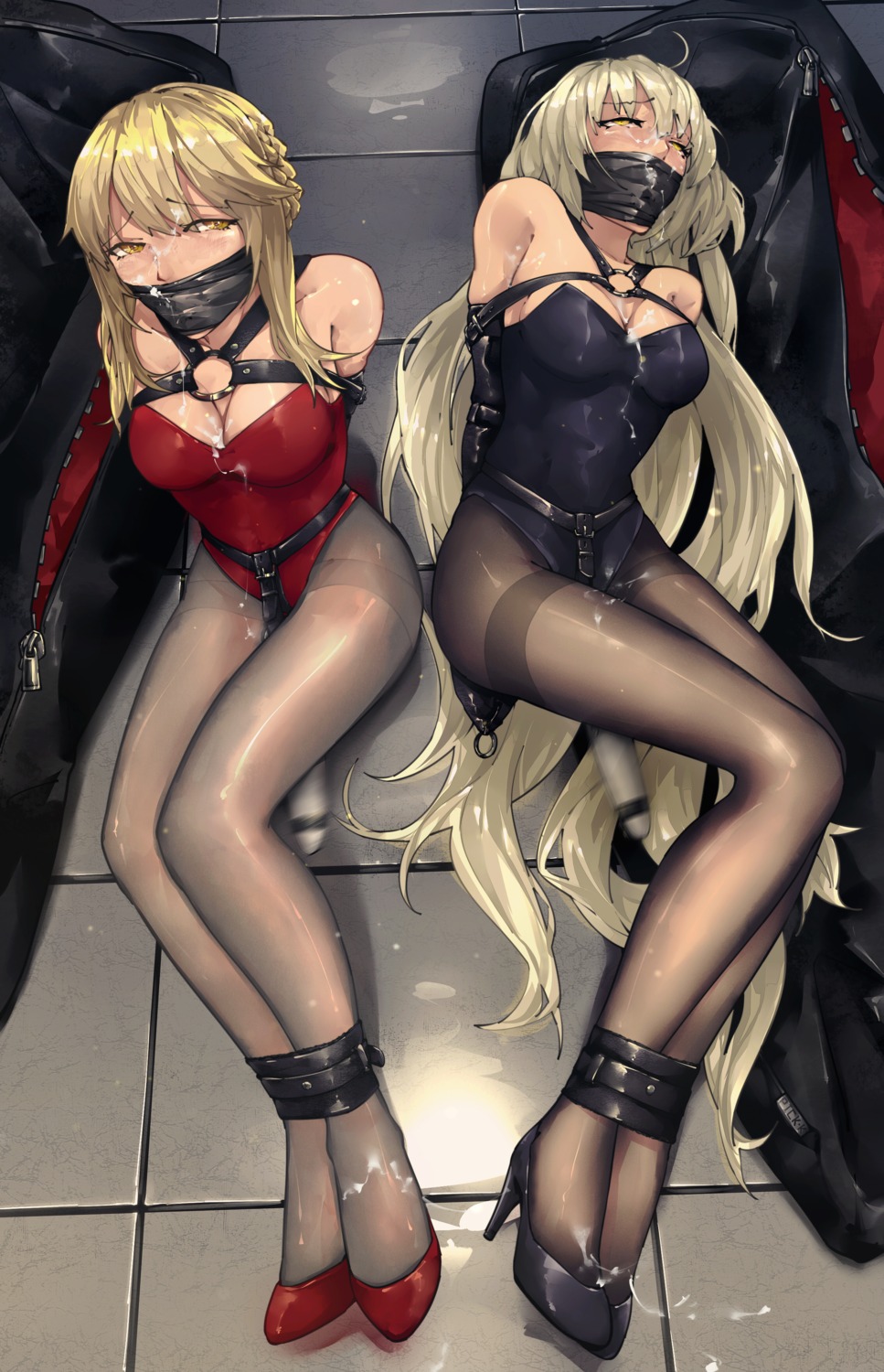 bondage cleavage cum fate/grand_order heels jeanne_d'arc jeanne_d'arc_(alter)_(fate) leotard pantyhose pickk saber saber_alter