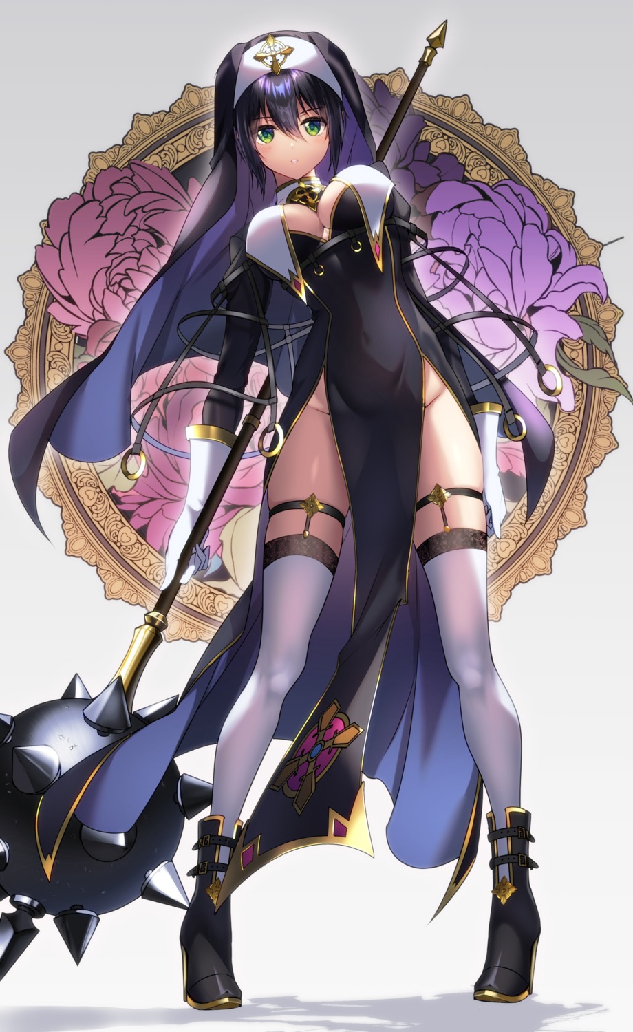 fujiya_takao garter heels no_bra nopan nun stockings thighhighs weapon