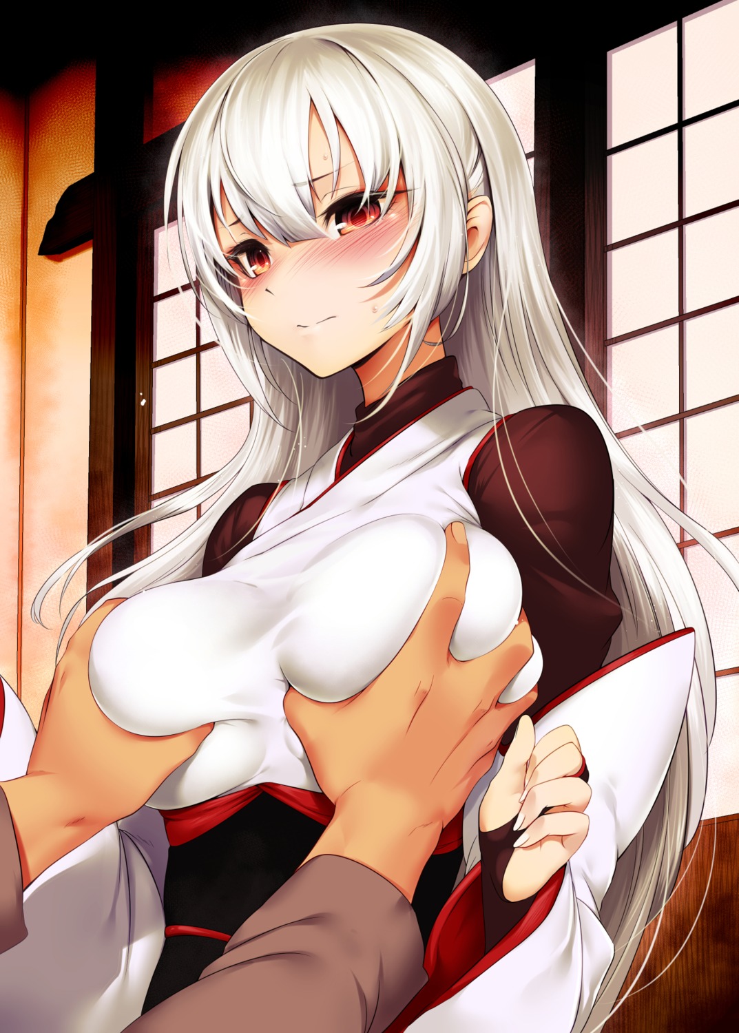 breast_grab japanese_clothes rogia