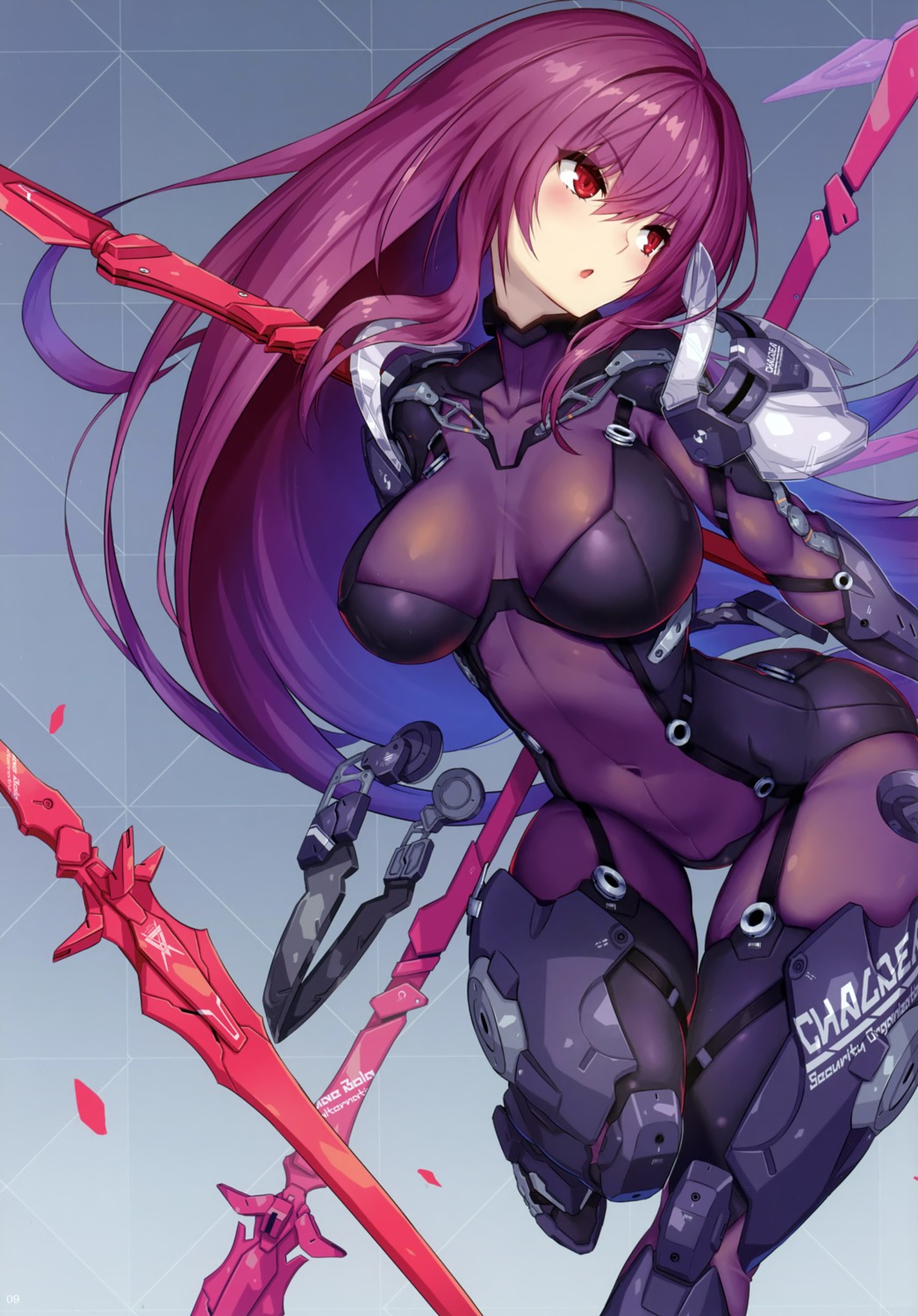 2d bodysuit fate/grand_order scathach_(fate/grand_order) weapon