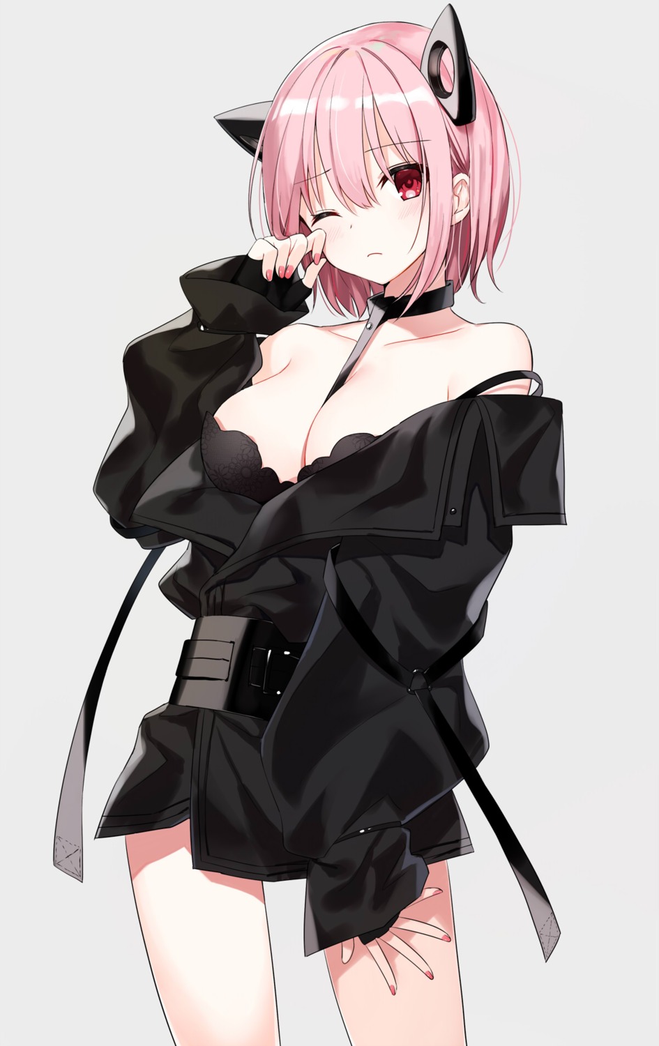 animal_ears bra cleavage open_shirt yon_(letter)