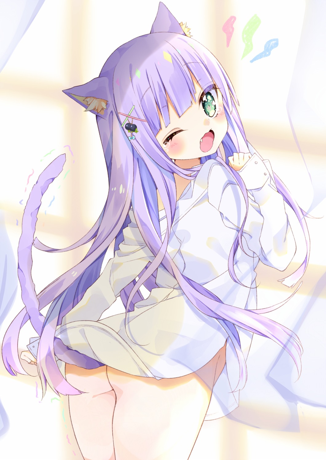 animal_ears ass bottomless hitokage nekomimi tail