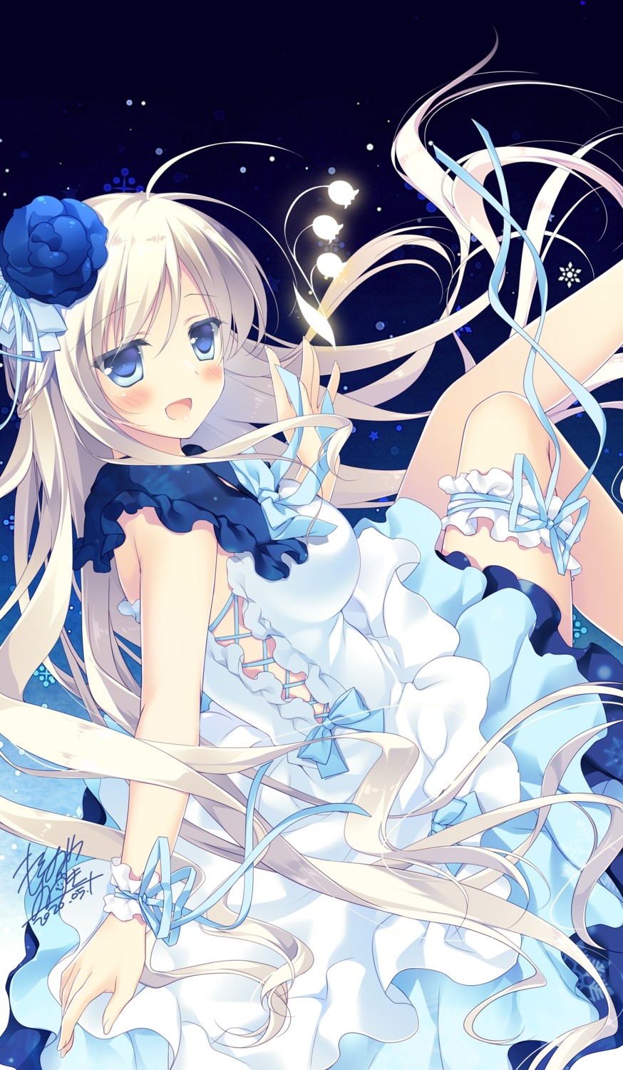 dress motomiya_mitsuki no_bra skirt_lift