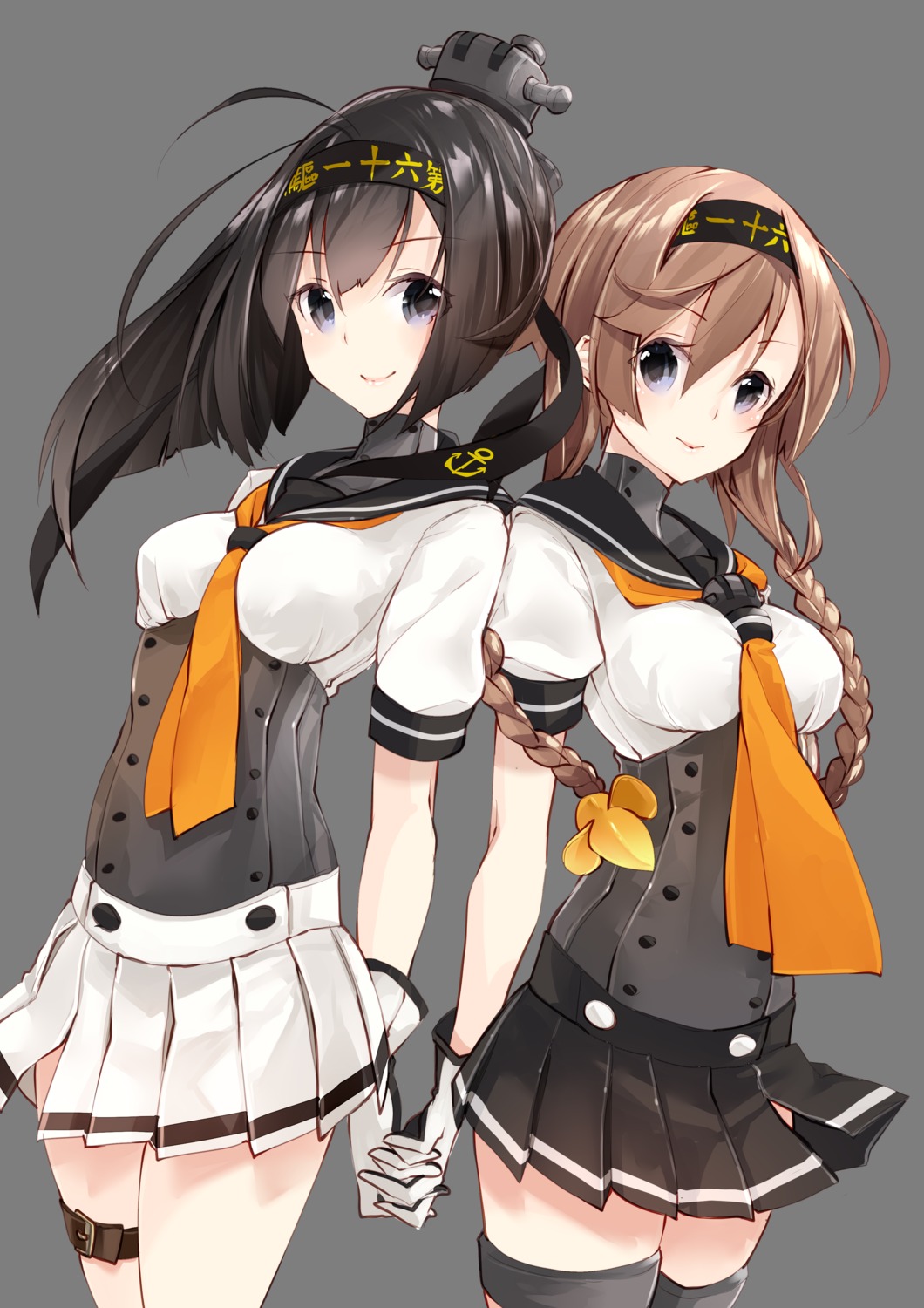 218 akizuki_(kancolle) garter kantai_collection seifuku teruzuki_(kancolle) thighhighs transparent_png