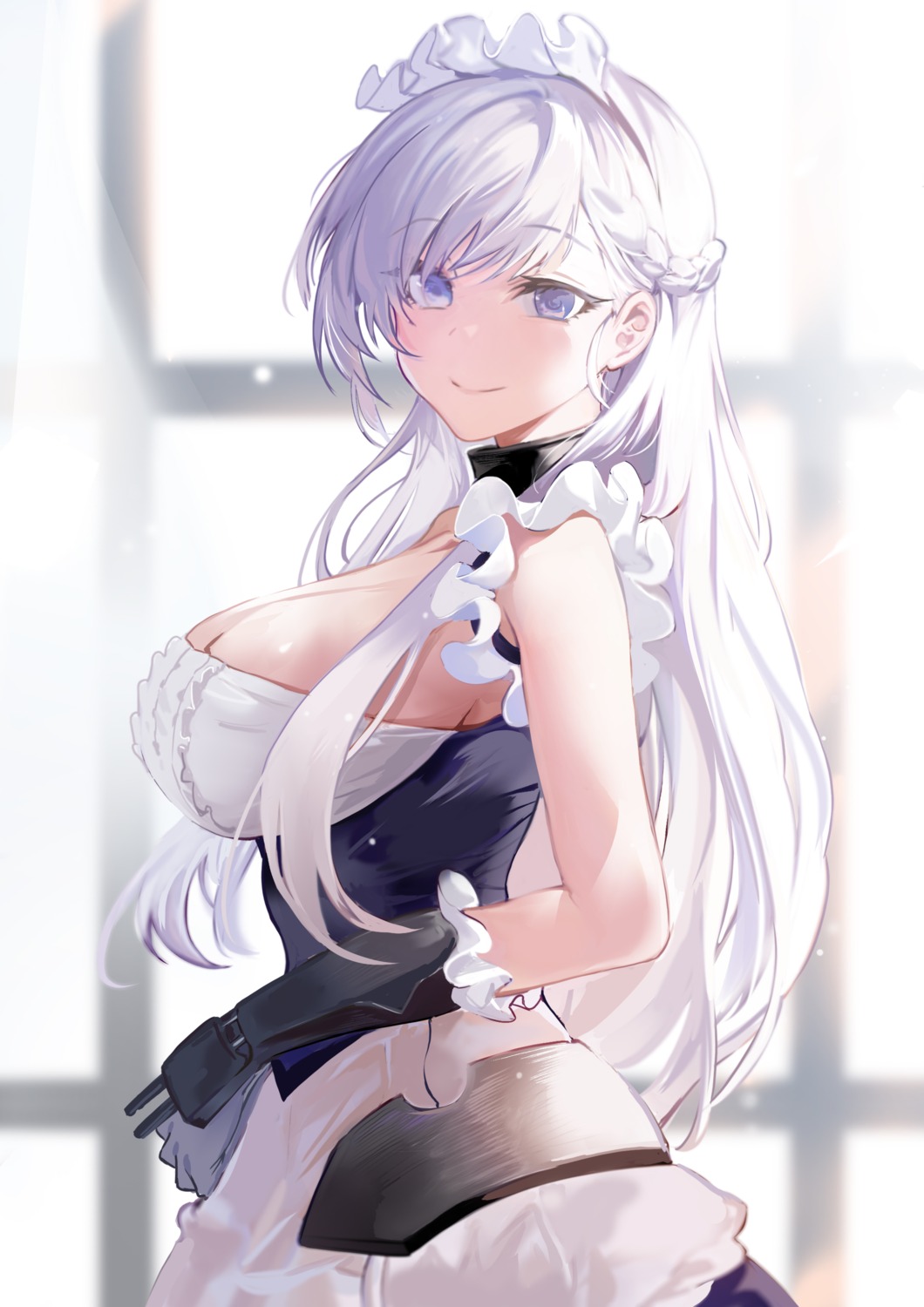 azur_lane belfast_(azur_lane) cleavage maid no_bra yuki_(asayuki101)