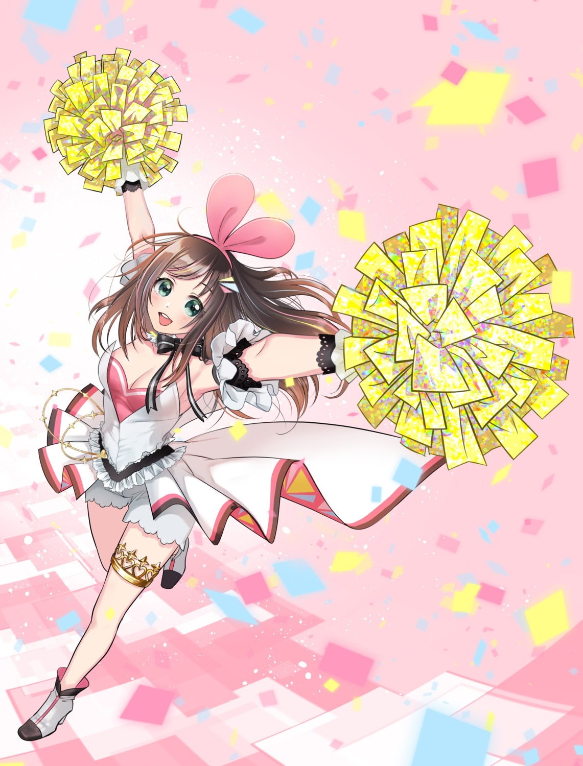 a.i._channel cheerleader cleavage garter heels kizuna_ai tagme