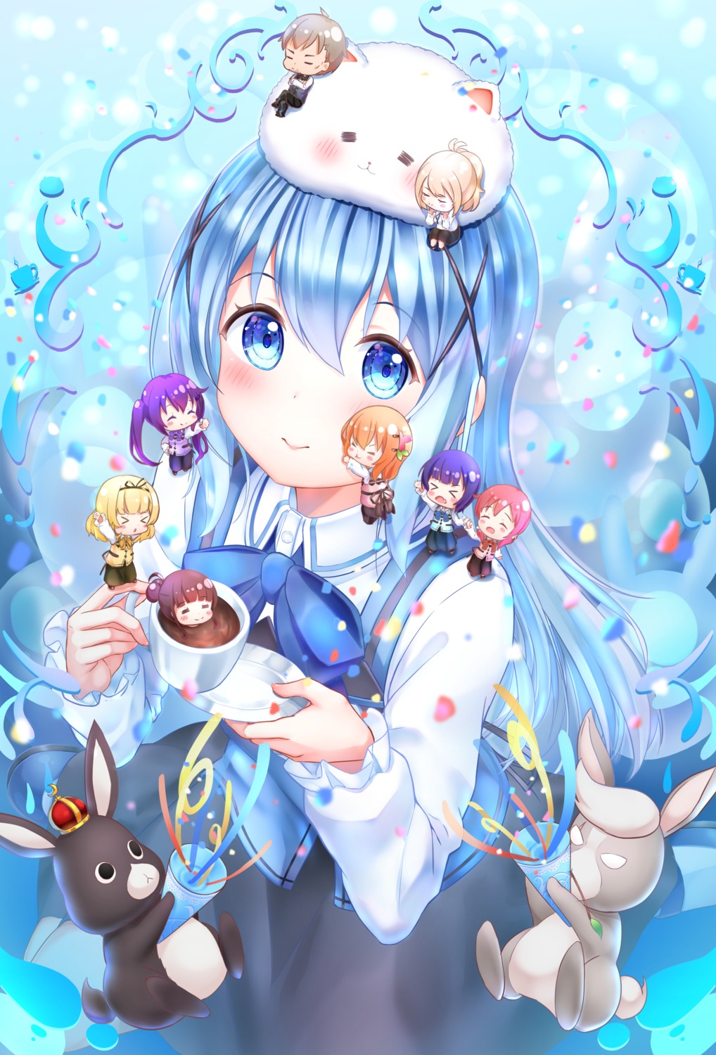 chibi gochuumon_wa_usagi_desu_ka? kafuu_chino takechii waitress wet