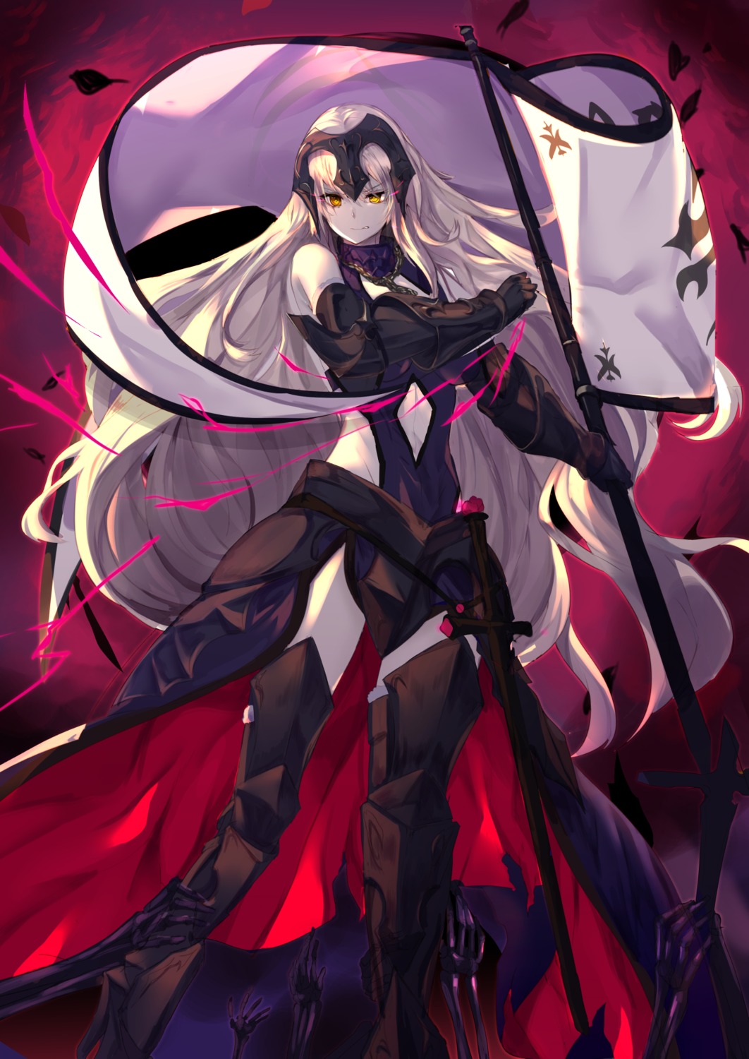 armor fate/grand_order haik jeanne_d'arc jeanne_d'arc_(alter)_(fate) sword thighhighs