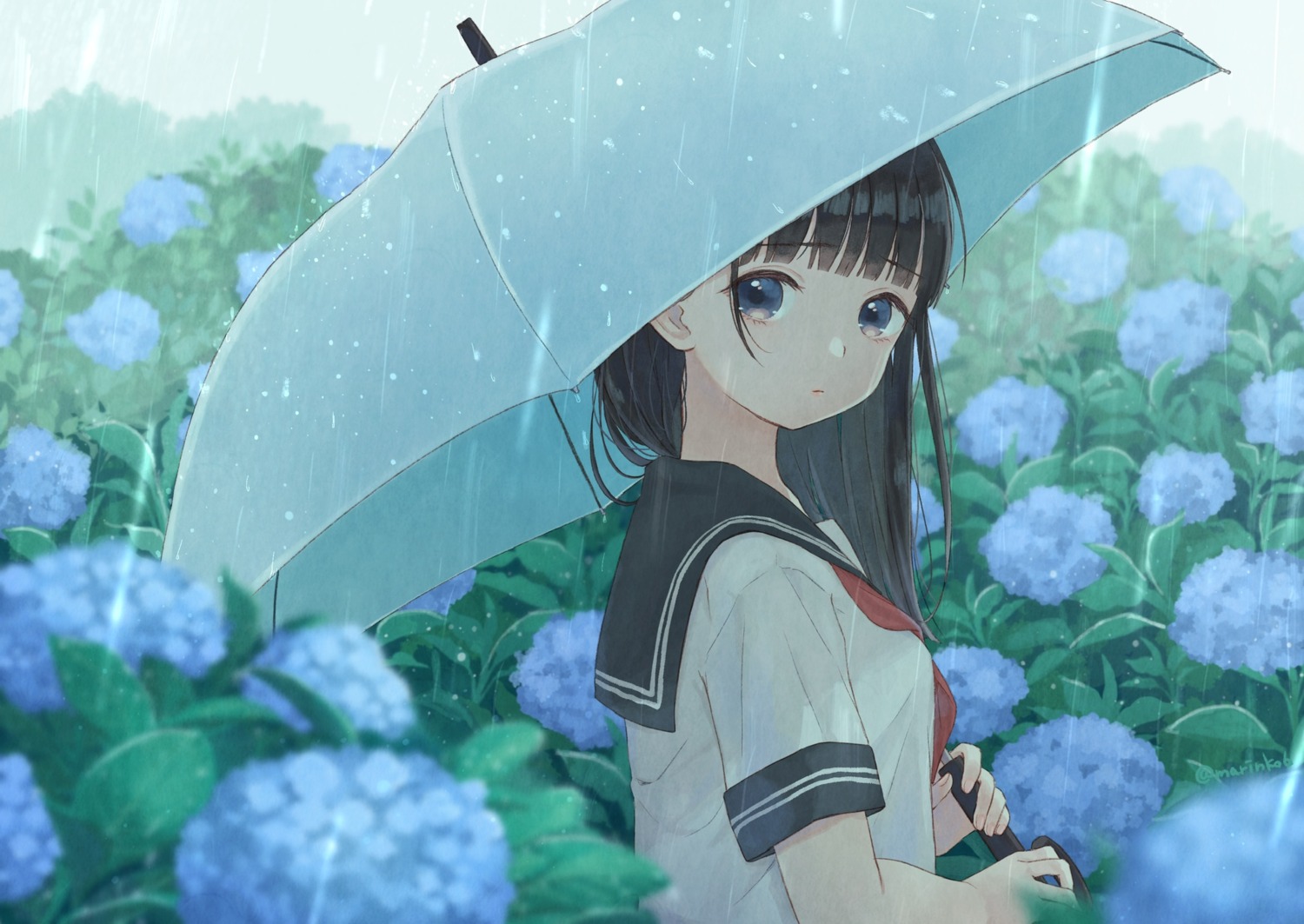 kazane_mari seifuku umbrella