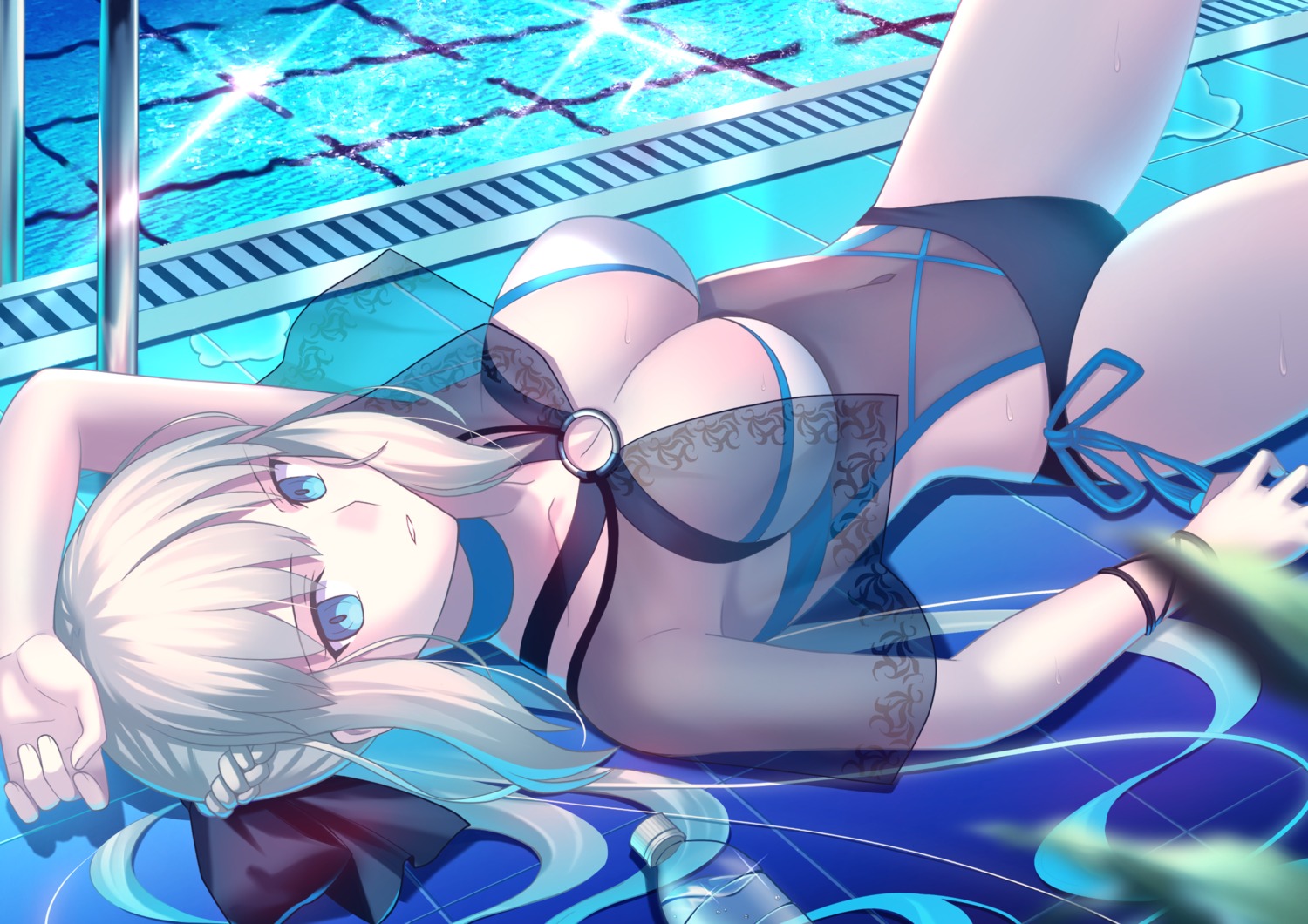 fate/grand_order mishiro_(ixtlolton) morgan_le_fay_(fate) see_through swimsuits