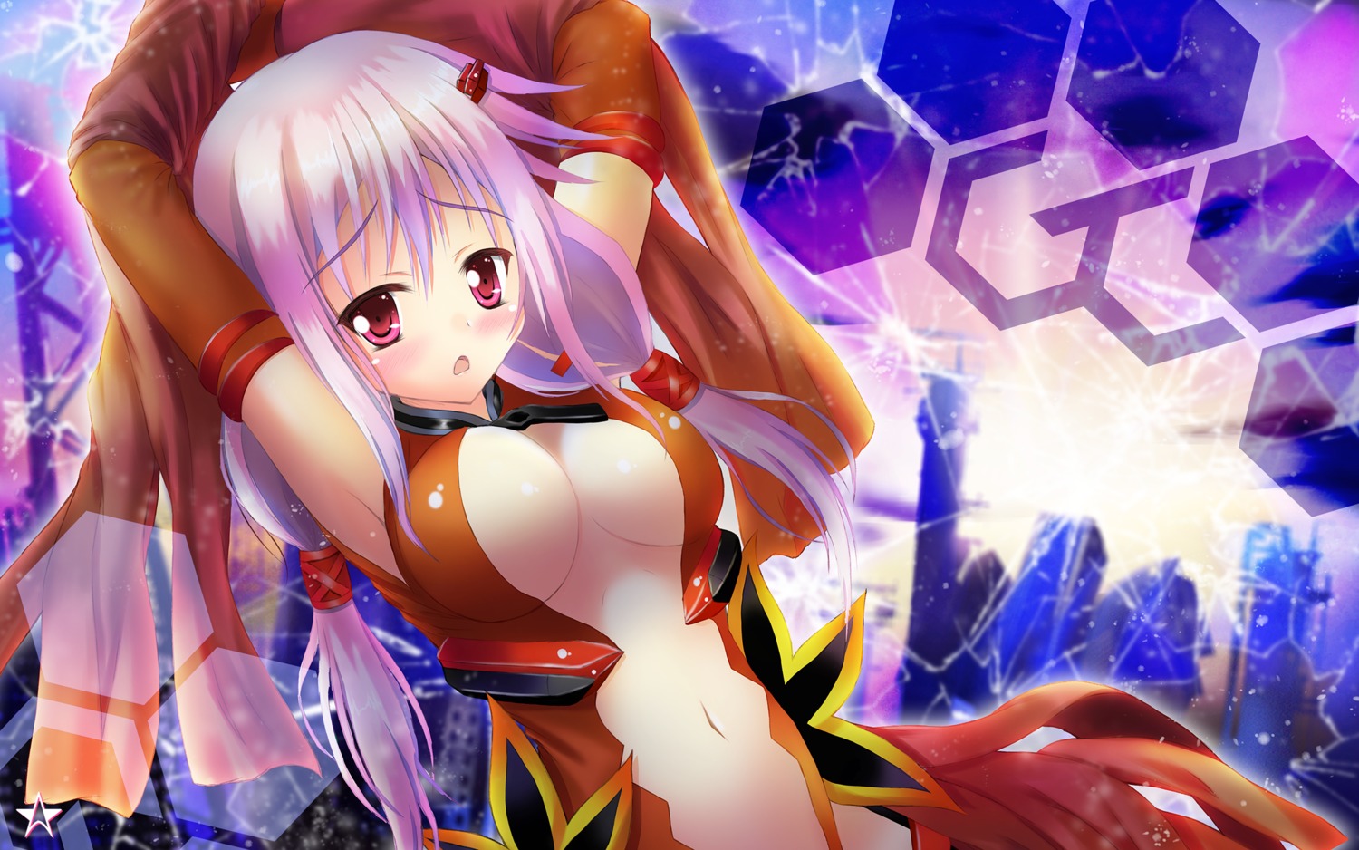 cleavage guilty_crown suzuta_yume wallpaper yuzuriha_inori